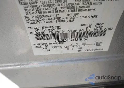 2019 Ford Flex Sel z USA, uszkodzony, nr VIN 2FMGK5C89KBA10157